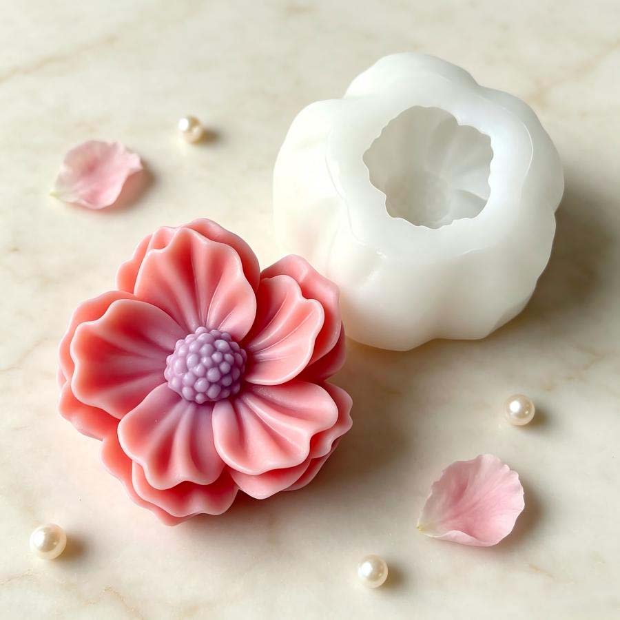 3D Printing Concrete - 3D Camellia Flower Silicone Candle Mold,