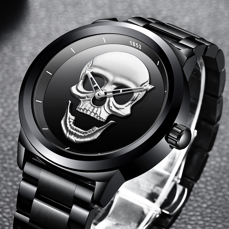 LIGE Skeleto Men Watch Top Bra - 3D Printing Watch 评论和价格
