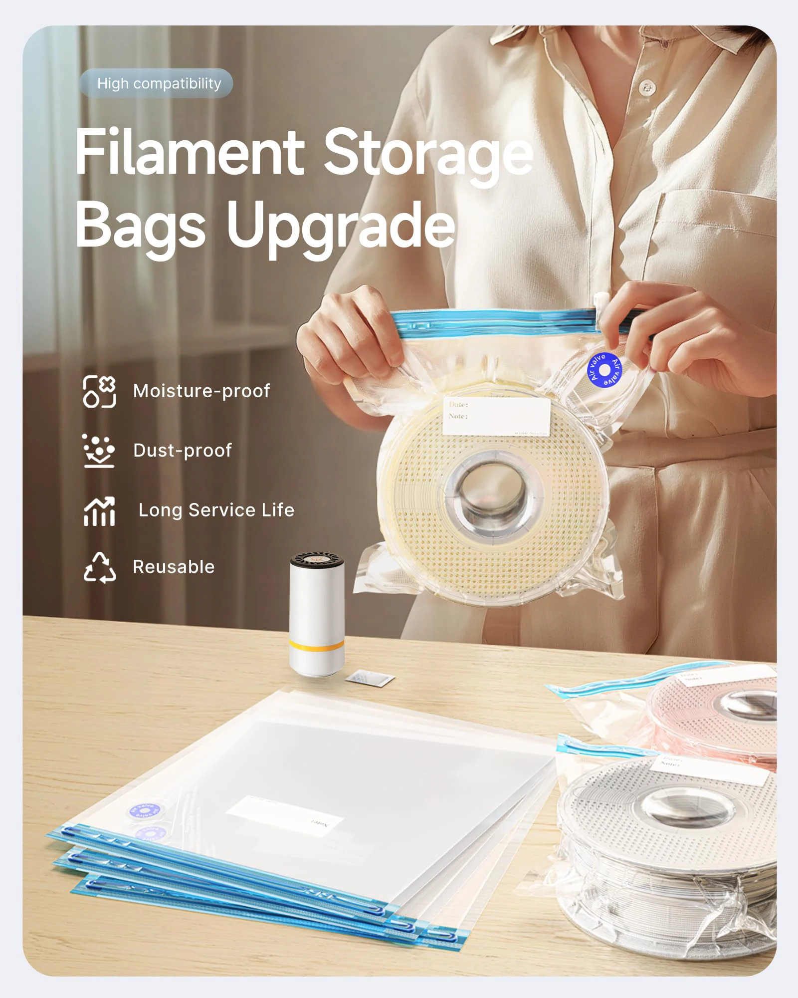 3D Printer Filament Vacuum Bag - 3D Printing Xyz 评论和价格