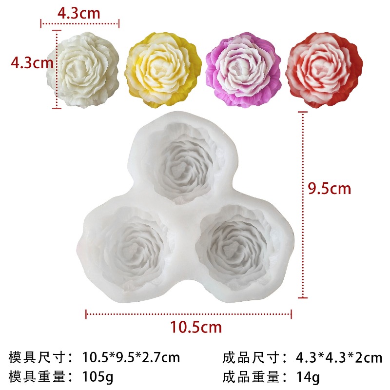 3pcs/set Peony Flower Candle S - 3D Printing Concrete 评论和价格